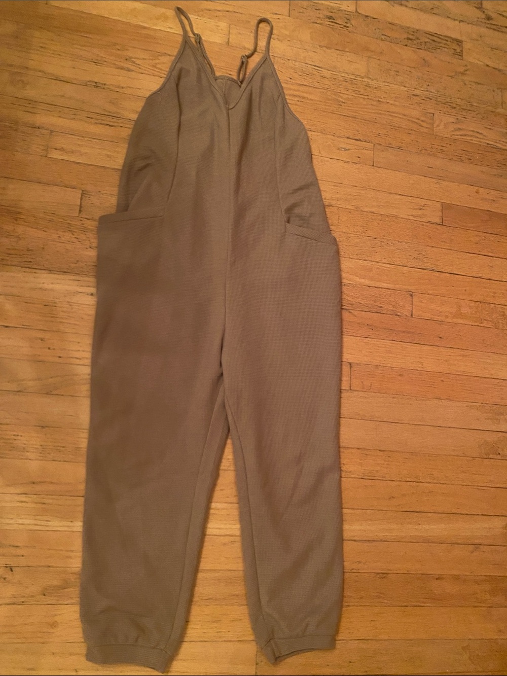 SHEIN Olive Green Spaghetti-Strap Utility Jumpsuit